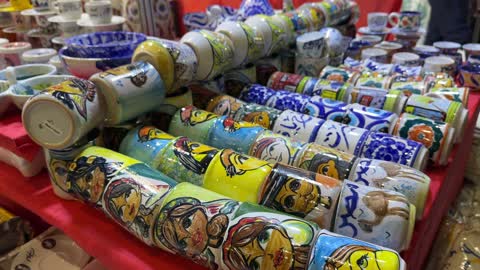 Painted Ceramic Cups at Dhahran Expo Market