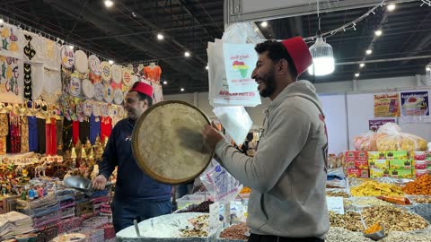 Man Playing Frame Drum Dhahran Expo Market