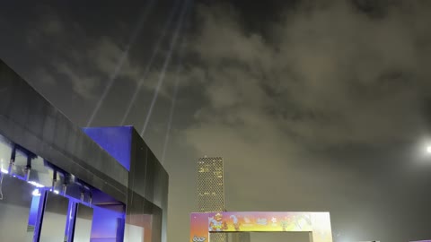 Sneaker Con Jeddah Night City Skyline Video Footage