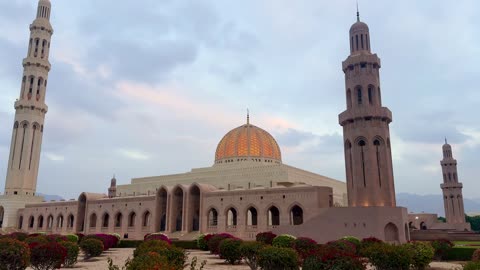 Sultan Qaboos Grand Mosque Muscat Oman Twilight Video