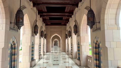 Grand Mosque Muscat Islamic Architecture Corridor Video