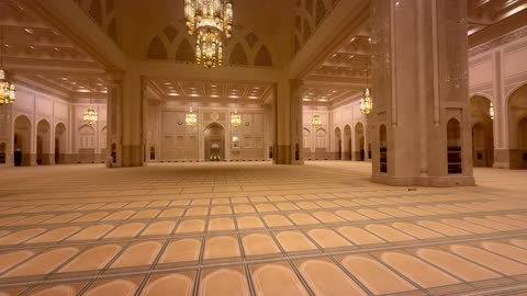 Sultan Qaboos Grand Mosque Interior Panning Shot