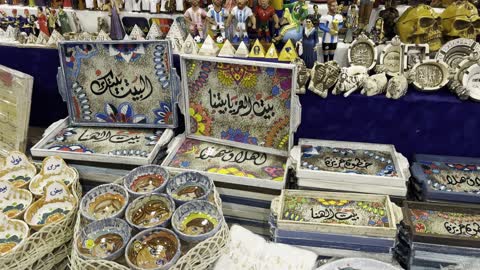 Egyptian Souvenir Market Handicrafts Display Video