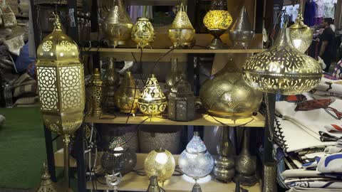 Traditional Arabic Lanterns in Souq Market Stall