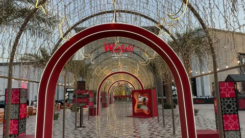 Westfield Dammam Illuminated Arches Tracking Shot Footage