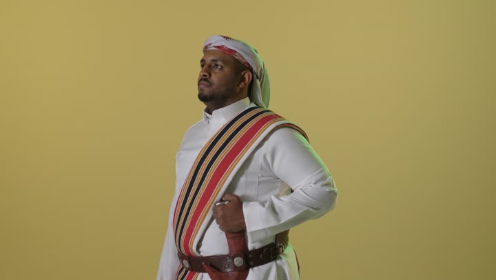 Saudi Man in Traditional Founding Day Attire Video