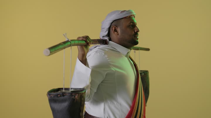 Saudi Man in Traditional Founding Day Attire Studio Video