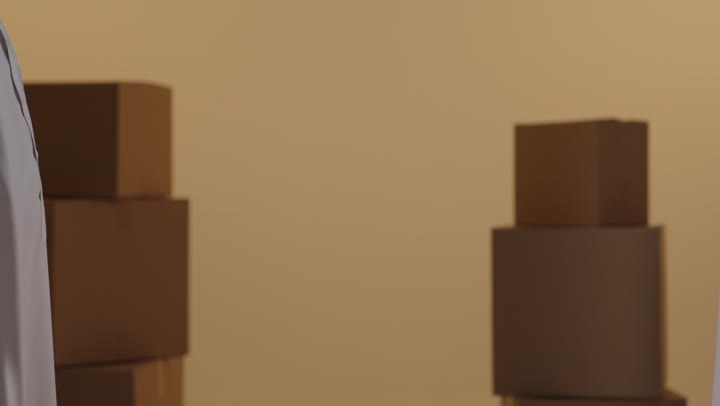 Arab Man Handing Over Shopping Bag Delivery Footage