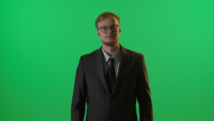 Businessman Thumbs Down Gesture on Green Screen