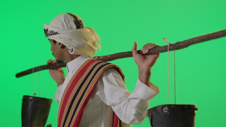 Saudi Man Founding Day Heritage Green Screen Footage