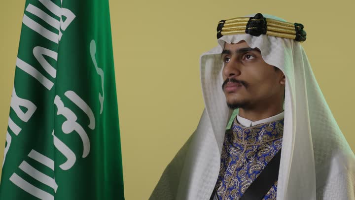 Saudi Man in Traditional Heritage Dress for Foundation Day