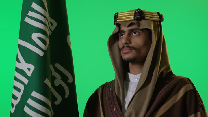 Saudi Man in Founding Day Traditional Dress Green Screen
