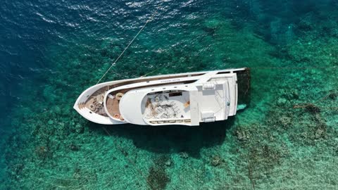 White Yacht Duba Saudi Arabia Aerial Drone View