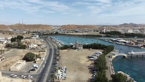 تصوير جوي لمدينة ضباء الساحلية بمنطقة تبوك السعودية