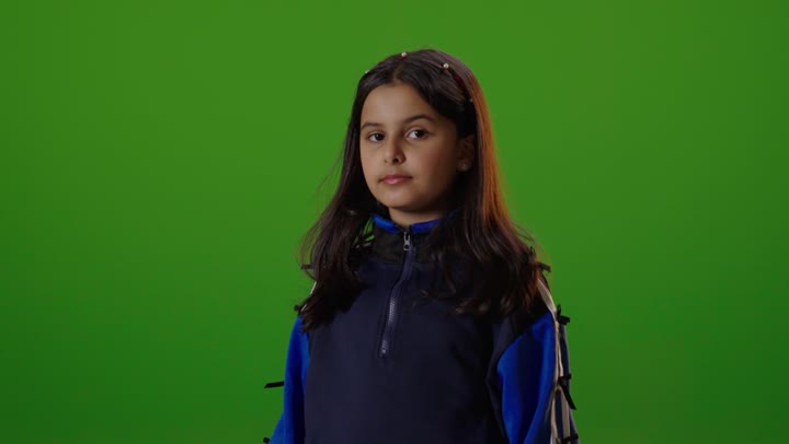 Arab Girl Smiling on Green Screen Studio Footage