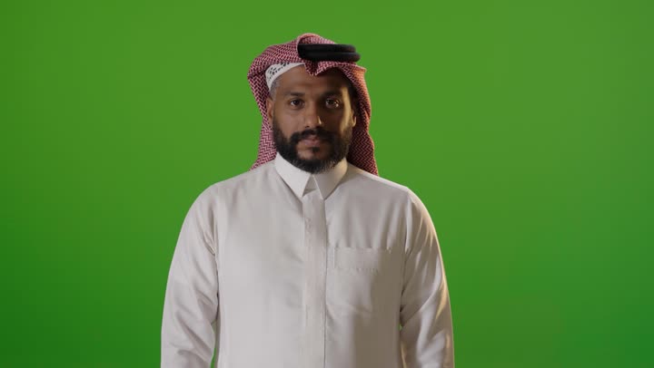 Saudi Man Stop Gesture Green Screen Video