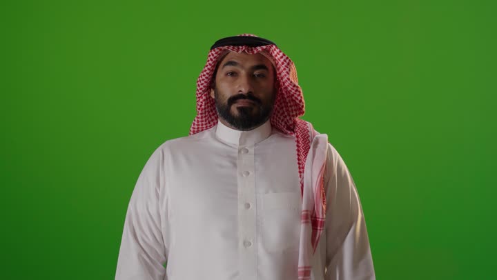 Saudi Man Giving Thumbs Up on Green Screen