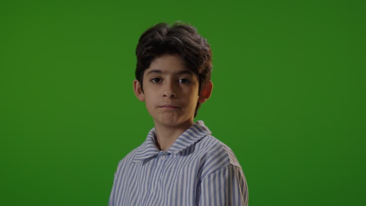 Middle Eastern Boy in Pajamas Green Screen Footage