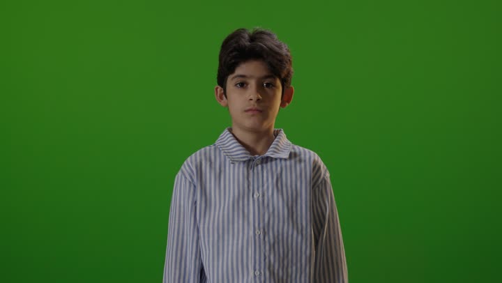 Arab Boy Green Screen Stop Gesture Studio Footage