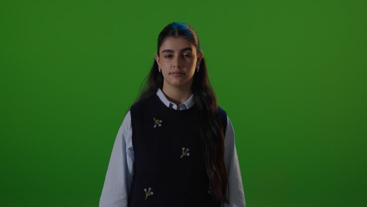 Female Student Thumbs Up Green Screen Video