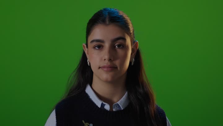 Female Student Thumbs Up Green Screen Video