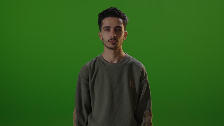 Arab Male Student Thumbs Up Green Screen Studio Footage