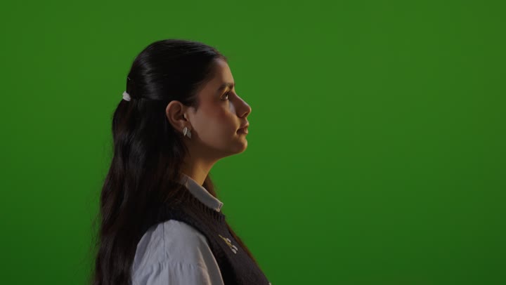 Arab Girl Smiling Portrait on Green Screen