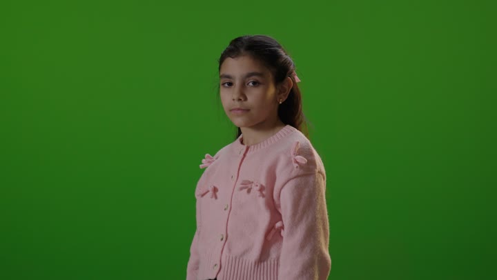 Arab Girl Standing Arms Crossed Green Screen