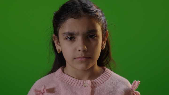 Arab Girl Stop Gesture Green Screen Footage