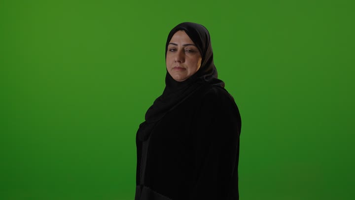 Arab Woman Hijab Green Screen Studio Portrait
