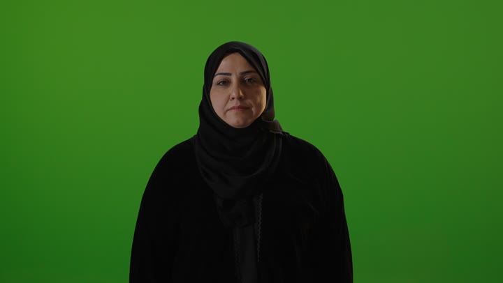 Arab Woman in Hijab Thumbs Up Green Screen Video