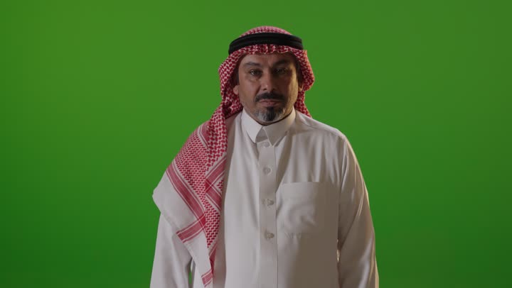 Saudi Man Giving Thumbs Up on Green Screen