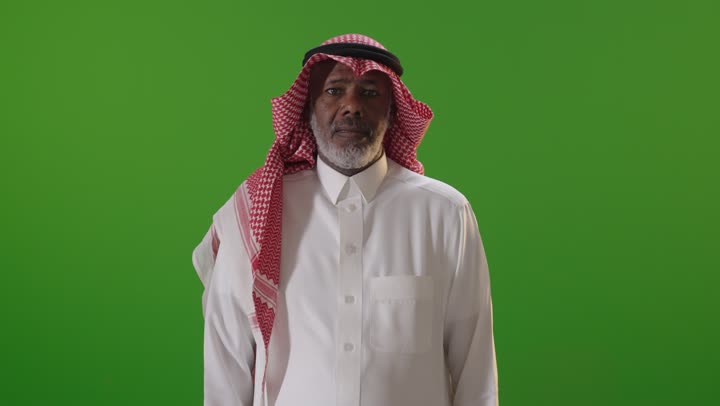 Saudi Man Giving Thumbs Up on Green Screen