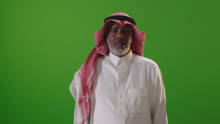 Saudi Man Making Stop Gesture Green Screen