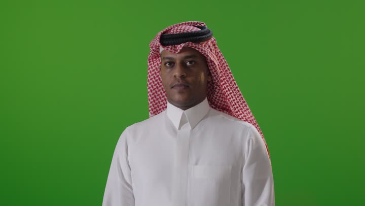 Saudi Man Giving Thumbs Down on Green Screen