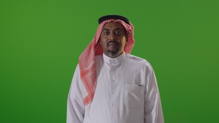 Saudi Man Giving Thumbs Up on Green Screen