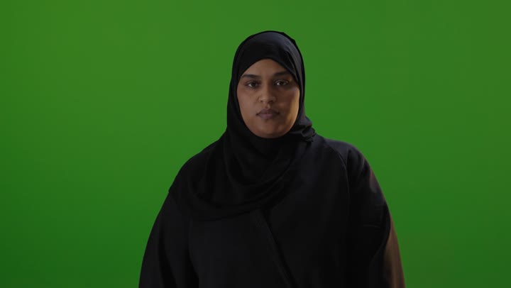 Saudi Woman Stop Gesture Green Screen Video