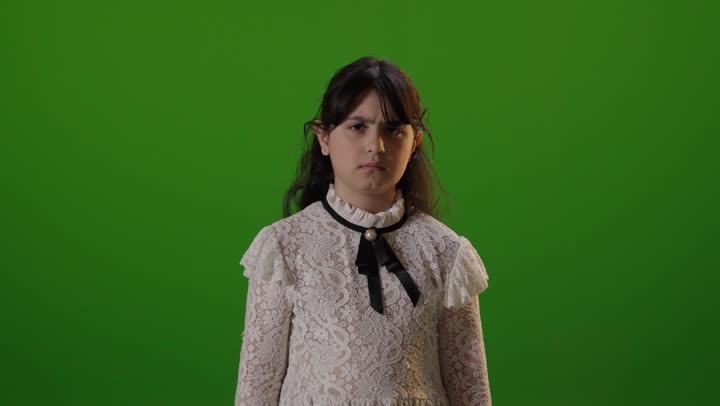 Saudi Girl Making Stop Hand Gesture on Green Screen