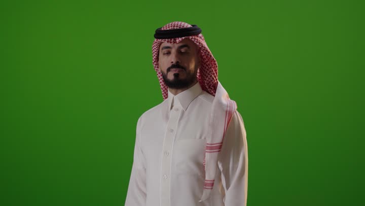 Saudi Man Green Screen Thumbs Down Gesture