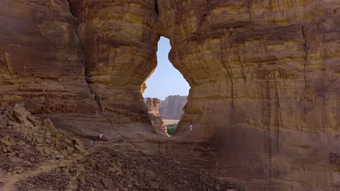 Elephant Rock AlUla Saudi Arabia Aerial Drone Footage