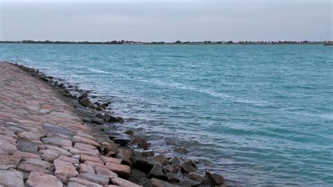 Yanbu Coast Red Sea Rocky Breakwater Saudi Arabia