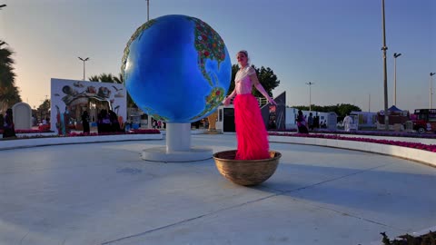 Yanbu Saudi Arabia Festival Performer and Globe Sculpture