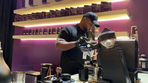 Barista Preparing Coffee at Dhahran Expo Saudi Arabia