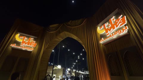 Jeddah Art Promenade Ramadan Night Festival Walking Footage