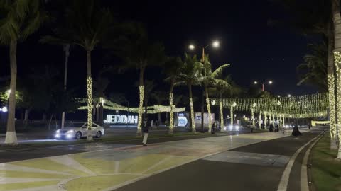 Jeddah Art Walk Ramadan Night Walkway Footage