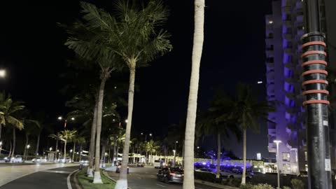 Jeddah Art Promenade Night Traffic Ramadan Footage