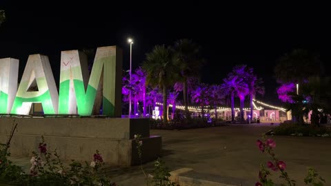 Dammam Waterfront Landmark Night Footage Saudi Arabia
