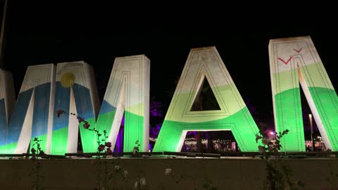 Dammam Seafront Illuminated Sign Night Video