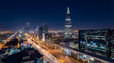 Riyadh City Skyline Night Timelapse Saudi Arabia
