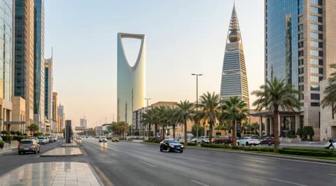 Riyadh City Traffic and Kingdom Centre Tower Video